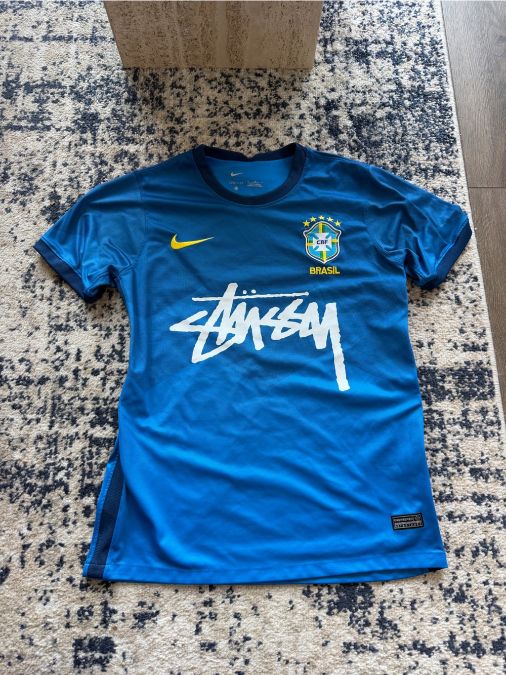 Nike Brazil Royal Blue Soccer Jersey with Yellow Swoosh